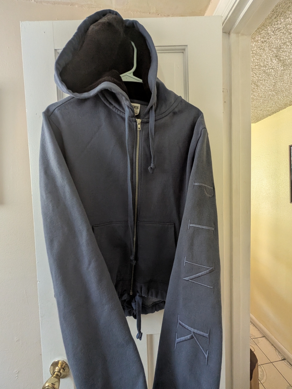 PINK Victoria's Secret Blue Zip-Up Hoodie Sweater